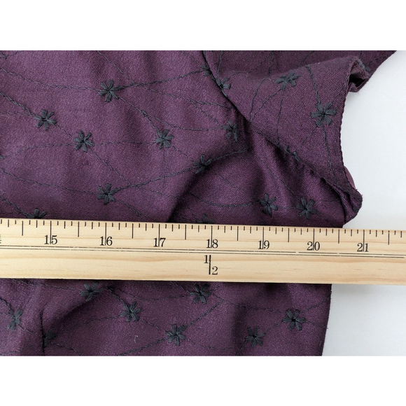 Vintage 90s Susan Ives Eyelet Dress Burgundy Black Embroidered Sz 16 Goth Fairy - Picture 10 of 12